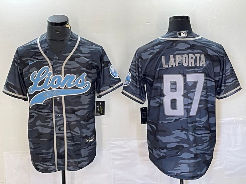 Men Detroit Lions 87 Laporta Camo Nike Co Branding Game NFL Jersey style 1